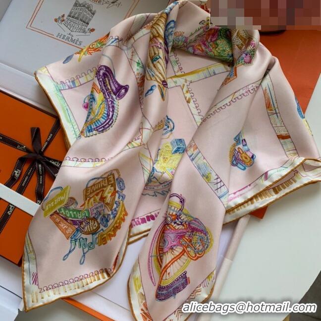 New Style Hermes 100% Silk Square Scarf 90x90cm H51804 Light Pink 2023