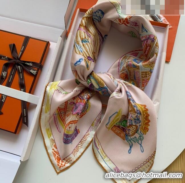 New Style Hermes 100% Silk Square Scarf 90x90cm H51804 Light Pink 2023