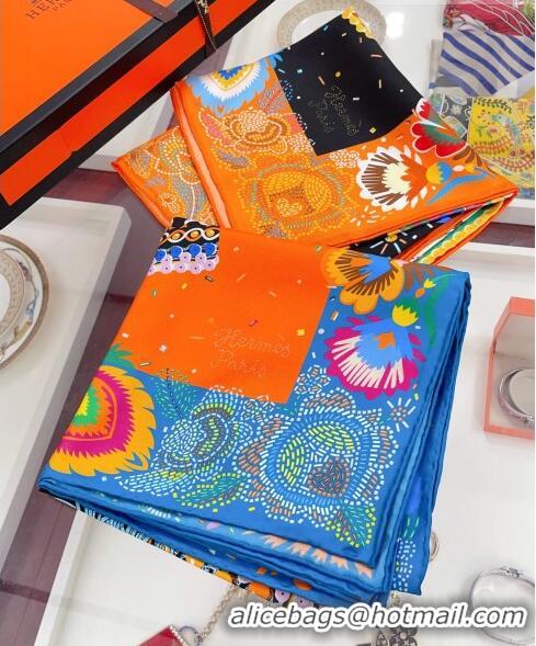 Most Popular Hermes Costume de Fete scarf 90 H61204 Blue/Orange 2023