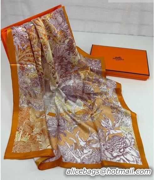 Buy Fashionable Hermes Silk Sqaure Scarf 90x90cm 061303 Orange 2023