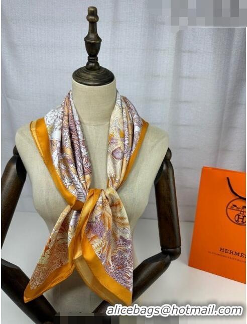 Buy Fashionable Hermes Silk Sqaure Scarf 90x90cm 061303 Orange 2023