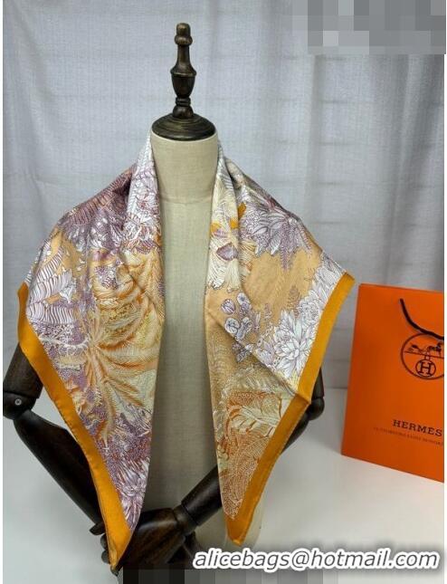 Buy Fashionable Hermes Silk Sqaure Scarf 90x90cm 061303 Orange 2023