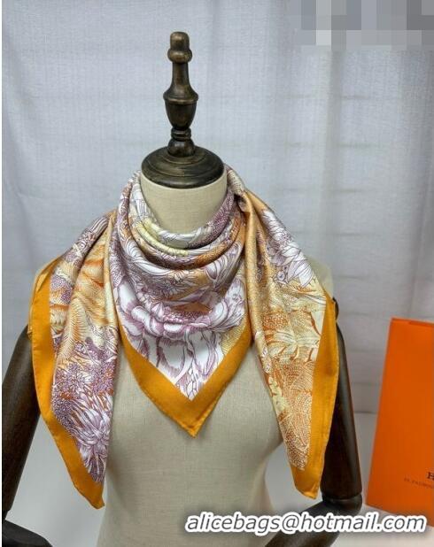 Buy Fashionable Hermes Silk Sqaure Scarf 90x90cm 061303 Orange 2023