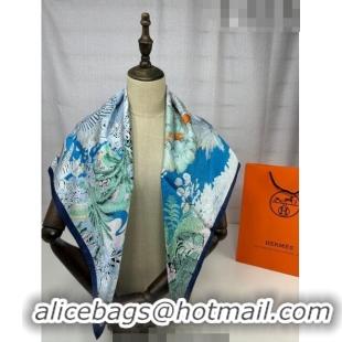 Well Crafted Hermes Silk Sqaure Scarf 90x90cm 061303 Blue 2023