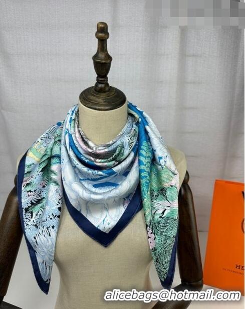 Well Crafted Hermes Silk Sqaure Scarf 90x90cm 061303 Blue 2023