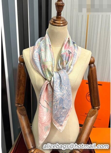 Well Crafted Hermes Silk Sqaure Scarf 90x90cm 061307 Pink 2023