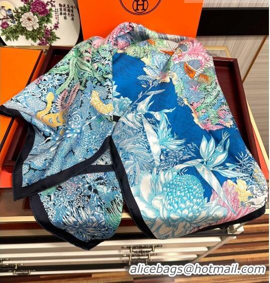 Good Quality Hermes Silk Sqaure Scarf 90x90cm 061307 Blue 2023