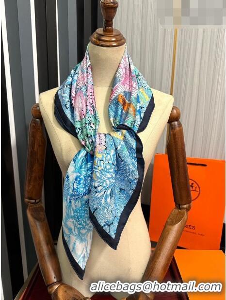 Good Quality Hermes Silk Sqaure Scarf 90x90cm 061307 Blue 2023