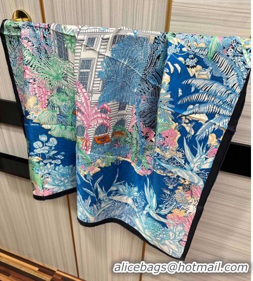 Good Quality Hermes Silk Sqaure Scarf 90x90cm 061307 Blue 2023