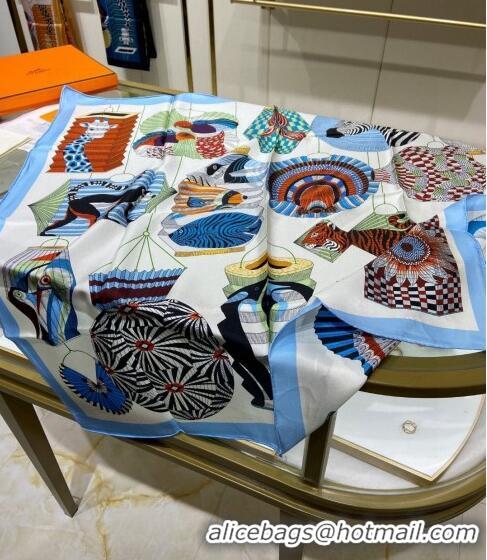 Luxury Discount Hermes Silk Sqaure Scarf 90x90cm 061308 Light Blue 2023