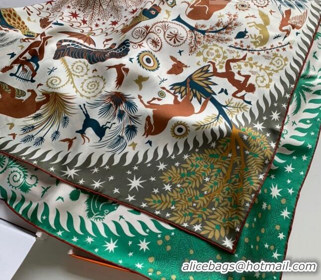 Super Quality Hermes Silk Sqaure Scarf 90x90cm 061309 Green 2023