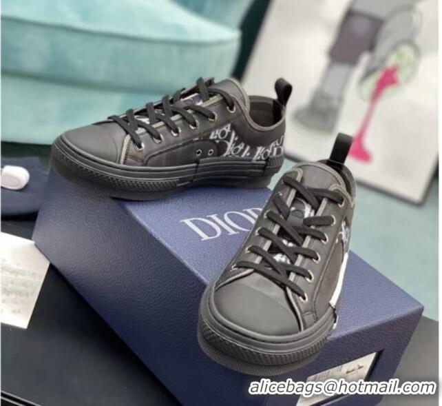 Sumptuous Dior B23 Low-top Sneakers in White Oblique Canvas Black 236212