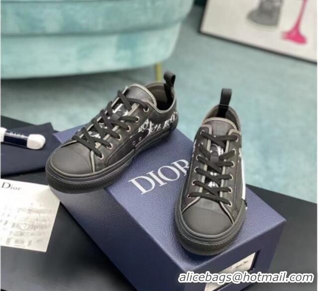 Sumptuous Dior B23 Low-top Sneakers in White Oblique Canvas Black 236212