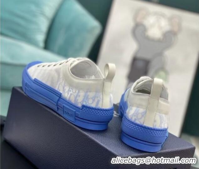 Stylish Dior B23 Low-top Sneakers in Oblique Canvas Blue/White 236211