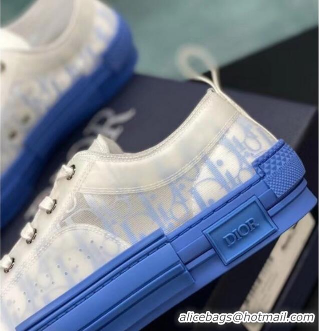 Stylish Dior B23 Low-top Sneakers in Oblique Canvas Blue/White 236211