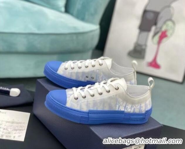 Stylish Dior B23 Low-top Sneakers in Oblique Canvas Blue/White 236211