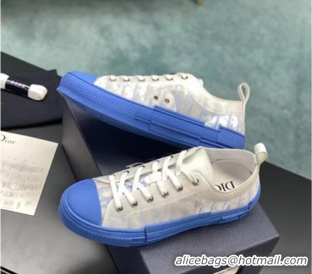 Stylish Dior B23 Low-top Sneakers in Oblique Canvas Blue/White 236211