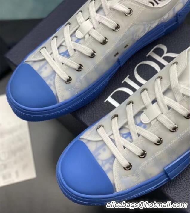 Stylish Dior B23 Low-top Sneakers in Oblique Canvas Blue/White 236211