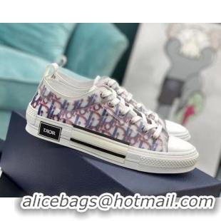 Best Grade Dior B23 Low-top Sneakers in Multicolor Oblique Canvas Red/Blue 236208