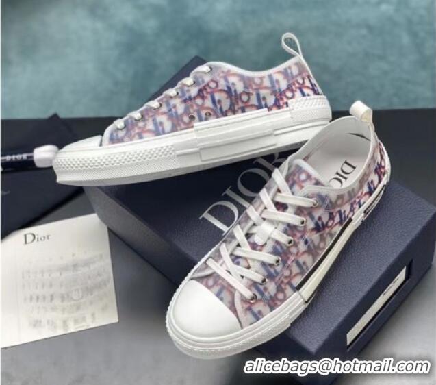 Best Grade Dior B23 Low-top Sneakers in Multicolor Oblique Canvas Red/Blue 236208