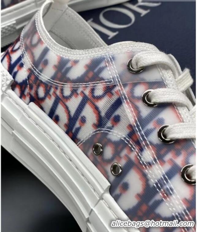 Best Grade Dior B23 Low-top Sneakers in Multicolor Oblique Canvas Red/Blue 236208