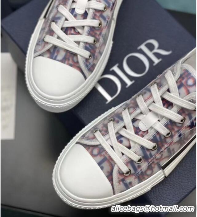 Best Grade Dior B23 Low-top Sneakers in Multicolor Oblique Canvas Red/Blue 236208