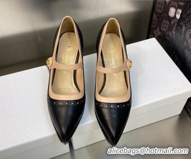 Unique Style Dior Mary Janes Pumps 8cm in Perforated Calfskin Black/Beige 605017