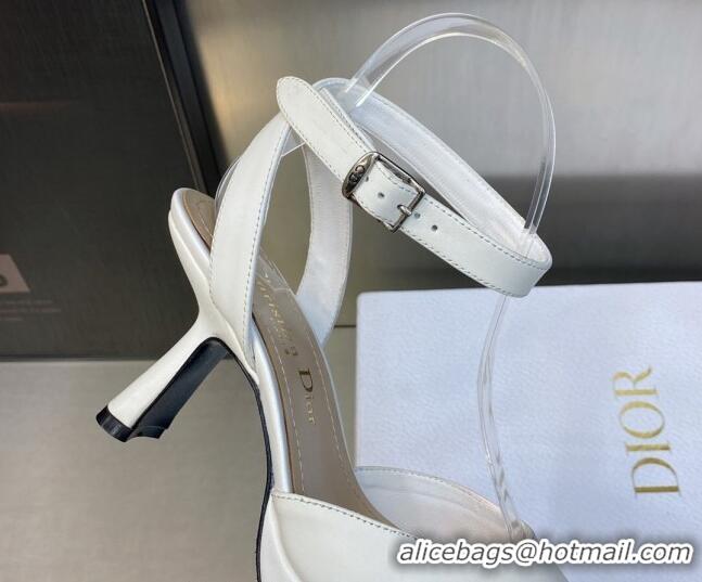 Shop Duplicate Dior Calfskin Pumps 8cm with Ankle Strap White 605019