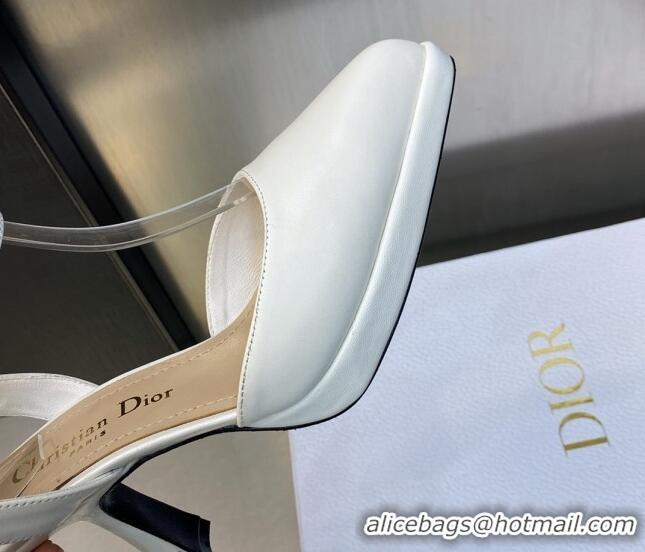 Shop Duplicate Dior Calfskin Pumps 8cm with Ankle Strap White 605019