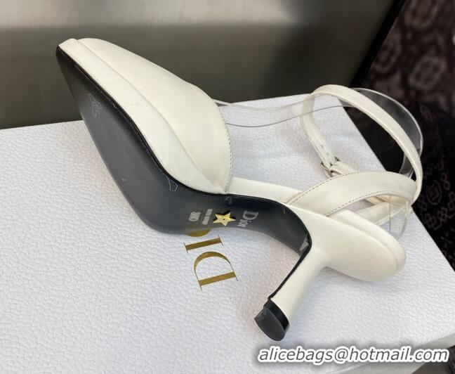 Shop Duplicate Dior Calfskin Pumps 8cm with Ankle Strap White 605019