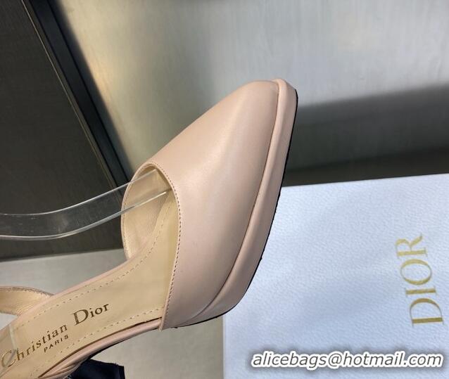 Discount Dior Calfskin Pumps 8cm with Ankle Strap Beige 605021