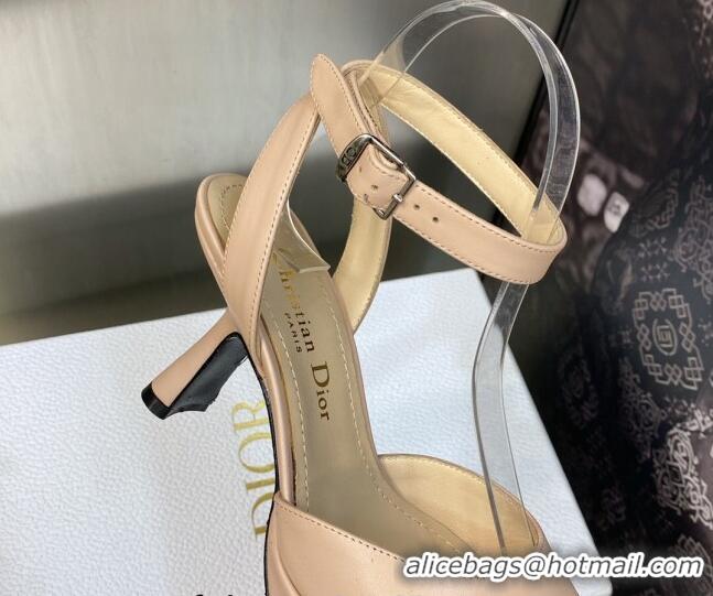 Discount Dior Calfskin Pumps 8cm with Ankle Strap Beige 605021