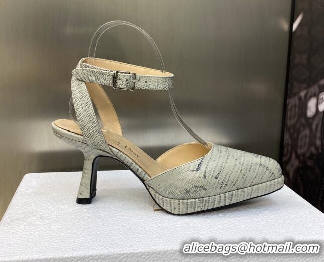 Purchase Dior Pumps 8cm in lizard Embossed Leather Grey 605022