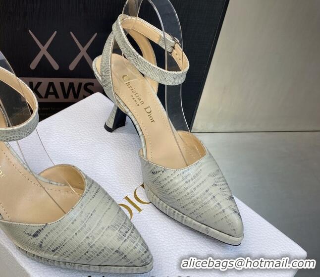 Purchase Dior Pumps 8cm in lizard Embossed Leather Grey 605022