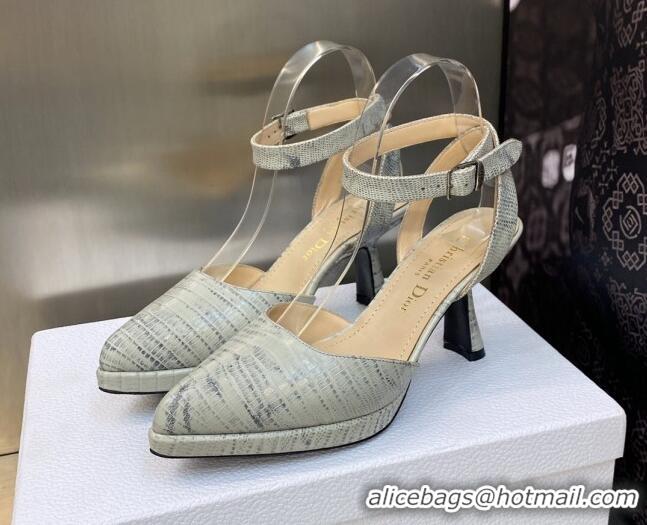 Purchase Dior Pumps 8cm in lizard Embossed Leather Grey 605022