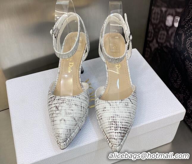 Top Design Dior Pumps 8cm in lizard Embossed Leather White 605023