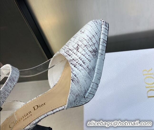 Top Design Dior Pumps 8cm in lizard Embossed Leather White 605023