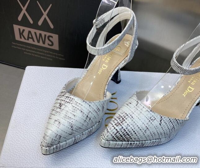 Top Design Dior Pumps 8cm in lizard Embossed Leather White 605023