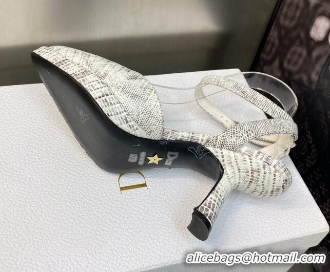 Top Design Dior Pumps 8cm in lizard Embossed Leather White 605023