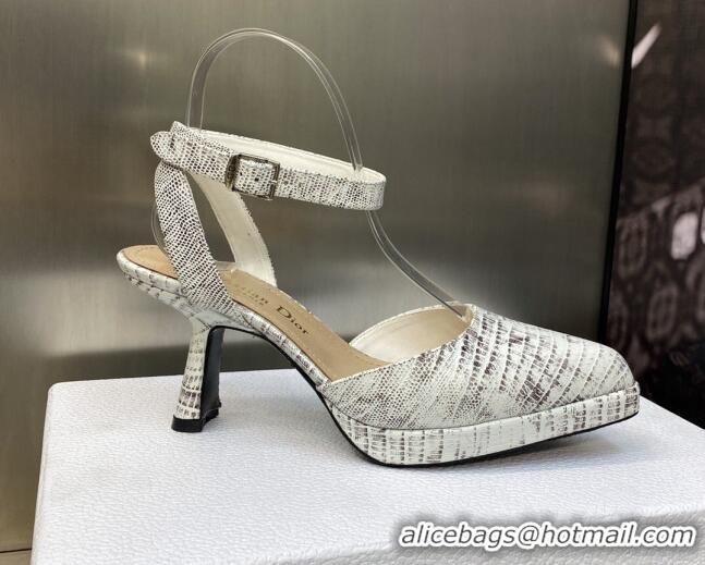 Top Design Dior Pumps 8cm in lizard Embossed Leather White 605023