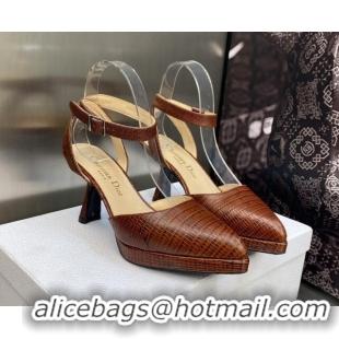 Pretty Style Dior Pumps 8cm in lizard Embossed Leather Brown 605024