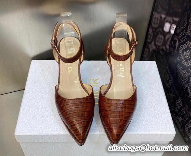 Pretty Style Dior Pumps 8cm in lizard Embossed Leather Brown 605024