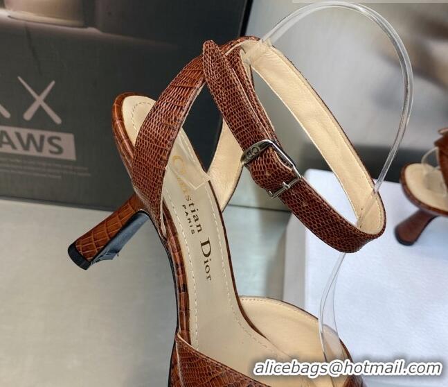 Pretty Style Dior Pumps 8cm in lizard Embossed Leather Brown 605024