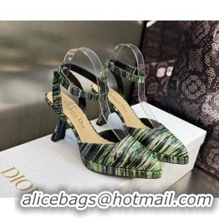 Top Grade Dior Pumps 8cm in Printed Leather Green 605025