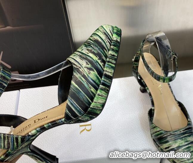 Top Grade Dior Pumps 8cm in Printed Leather Green 605025