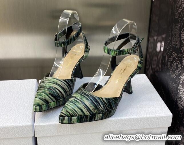 Top Grade Dior Pumps 8cm in Printed Leather Green 605025