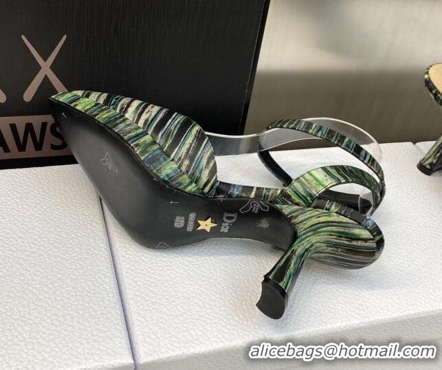 Top Grade Dior Pumps 8cm in Printed Leather Green 605025