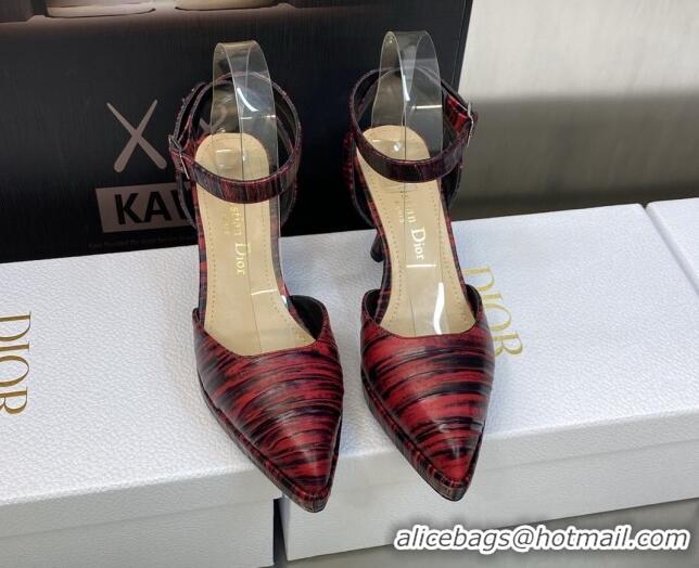 Luxurious Dior Pumps 8cm in Printed Leather Red 605026