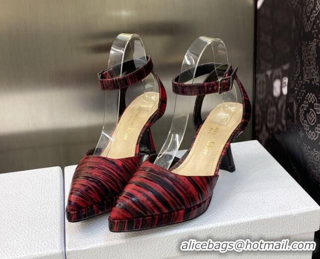 Luxurious Dior Pumps 8cm in Printed Leather Red 605026