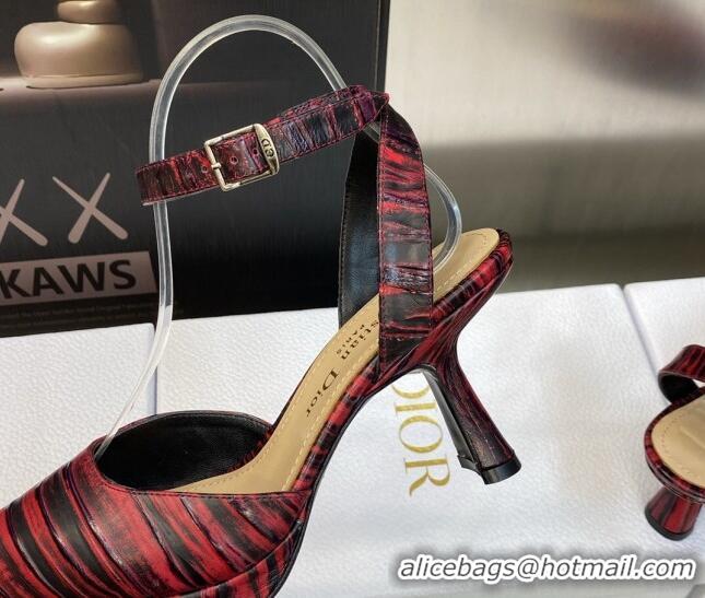 Luxurious Dior Pumps 8cm in Printed Leather Red 605026